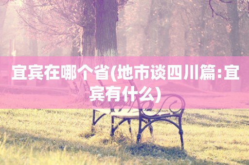 宜宾在哪个省(地市谈四川篇:宜宾有什么)